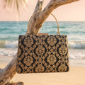 Black Royal Brocade Structured Clutch