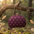 Half Moon Maroon Sequins Clutch